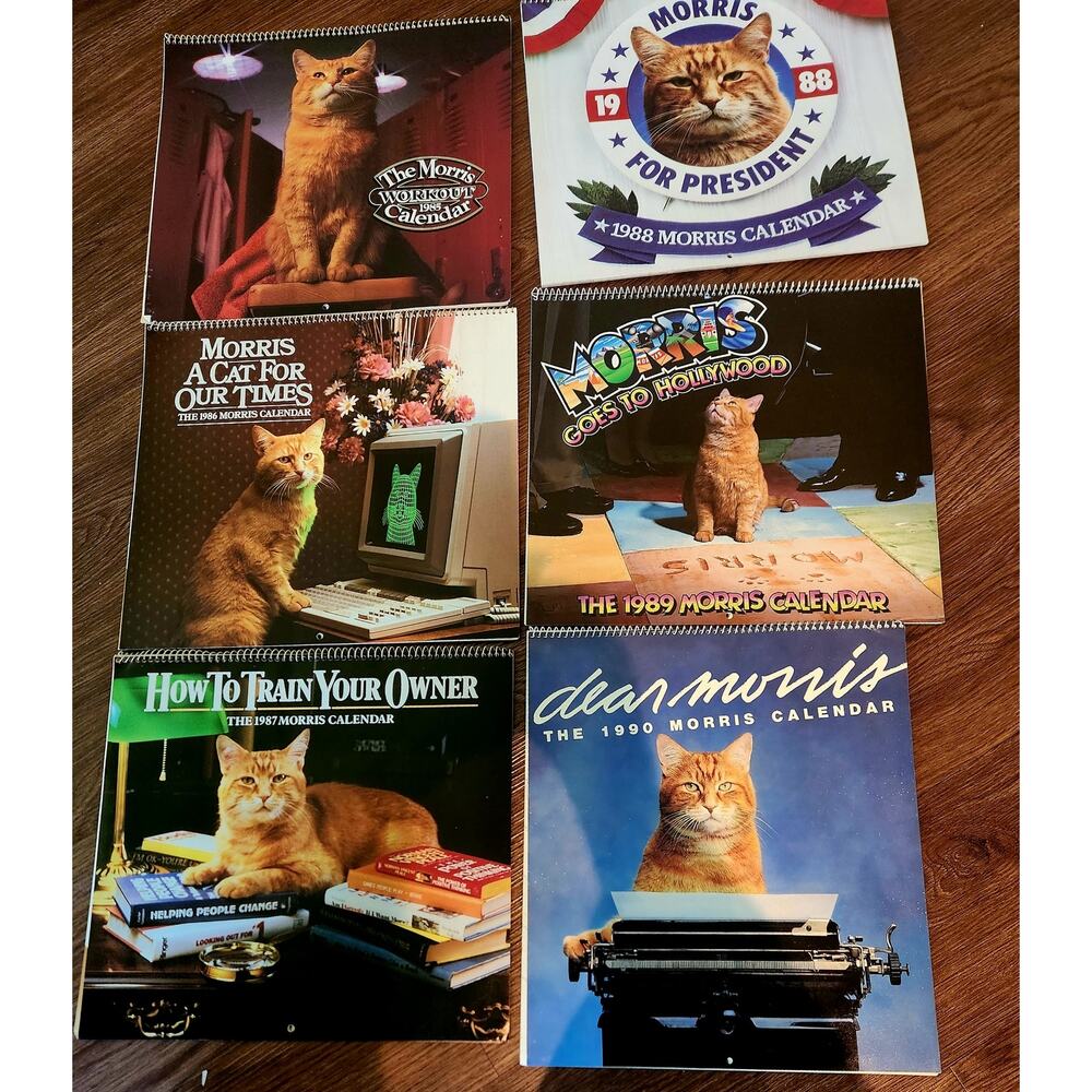 Vintage Morris the Cat Calendar Collection 1985-1990 Unused Lot of 6 Rare